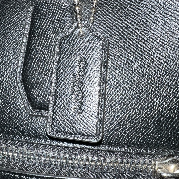 Coach Kennedy Double Zip Brief Briefcase Computer Bag Pebbled Black Leather - Picture 4 of 16